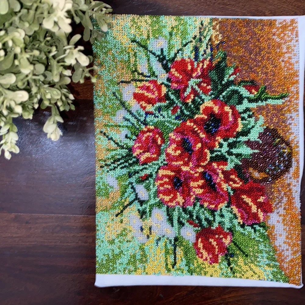 Multi Colour Hand Embroidered Beaded painting - Picture 3 of 5